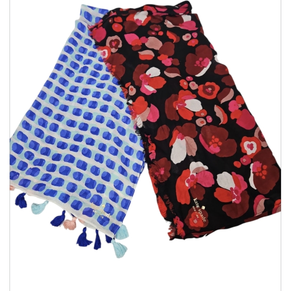 Kate Spade Falling Florals And Island Stamp Viscose Rayon Scarf Set